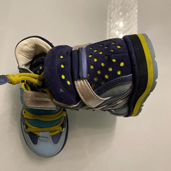Kids Dolce & Gabbana Multicolor Leather High Top Sneakers Size 8 - Picture 7 of 8